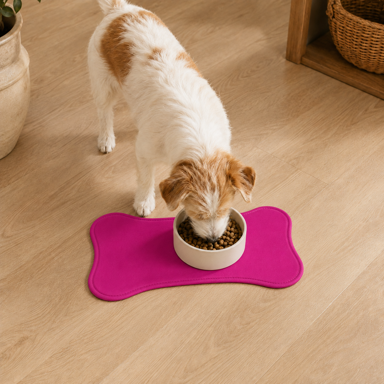 Pink Bone-Shaped Pet Feeding Mat