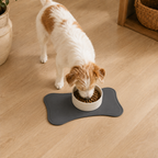 Gray Bone-Shaped Pet Feeding Mat