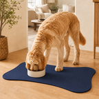 Navy Blue Bone-Shaped Pet Feeding Mat