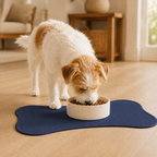Navy Blue Bone-Shaped Pet Feeding Mat