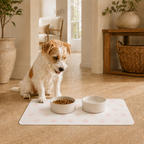 Pink and Cream Paw-Print Pet Feeding Mat