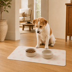 Pink and Cream Paw-Print Pet Feeding Mat