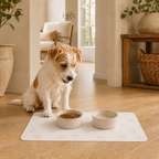 Pink and Cream Paw-Print Pet Feeding Mat