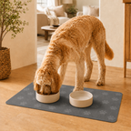 Gray Paw-Print Pet Feeding Mat
