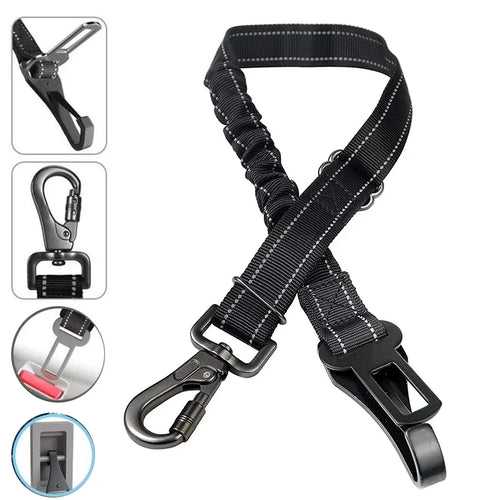 $12.99 -Adjustable Reflective Dog Car Seat Belt – Durable Nylon Safety Leash for Small to Large Dogs