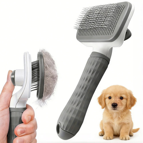 $14.99 -Easy Clean Pet Grooming Brush – Self-Cleaning Deshedding Comb for Dogs & Cats