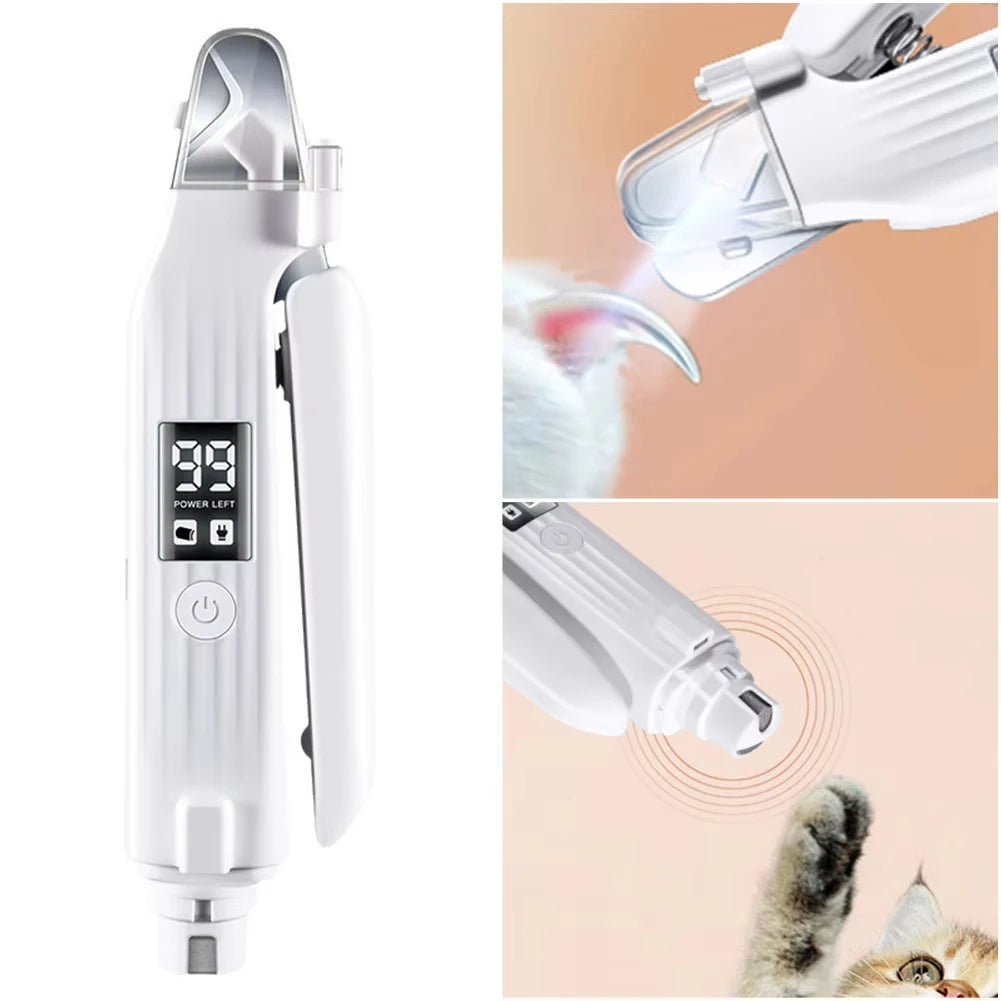 $17.99 -2-in-1 Electric Pet Nail Grinder & Trimmer with LED Light – Safe, Low-Noise Grooming Tool for Small, Medium & Large Dogs and Cats