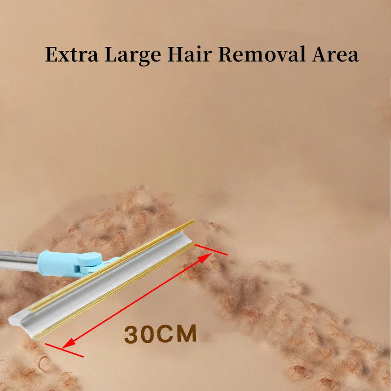 Pet Hair Remover Set with Telescopic Handle – 180° Rotating Metal Carpet & Rug Rake for Dog & Cat Fur
