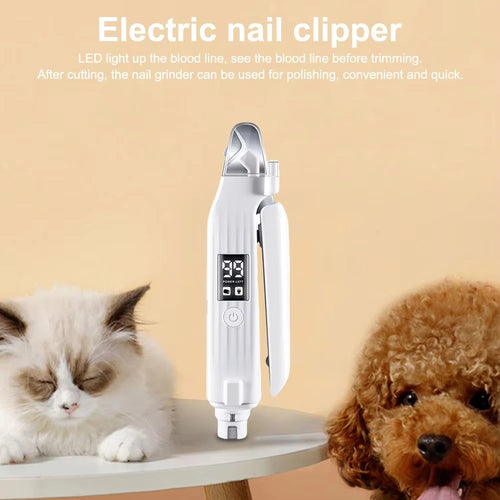 $17.99 -2-in-1 Electric Pet Nail Grinder & Trimmer with LED Light – Safe, Low-Noise Grooming Tool for Small, Medium & Large Dogs and Cats
